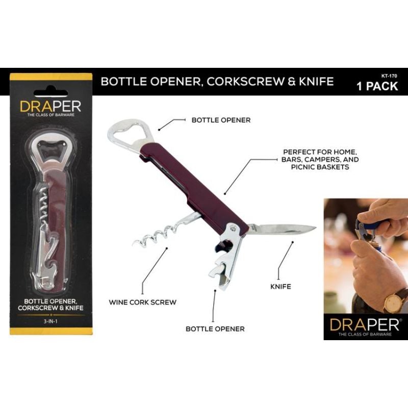 3 in 1 Waiter Compact Bottle Opener