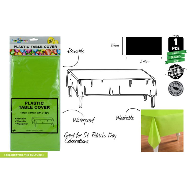 Light Green Plastic Table Cover - 137cm x 274cm