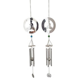 Load image into Gallery viewer, Silver Flower Pattern Yoga Lady Wind Chime
