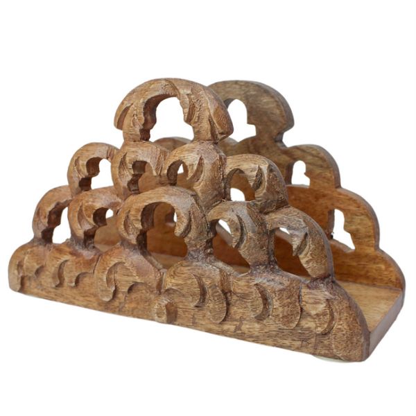 Wooden Brown Table Top Napkin Holder - 20cm x 9cm