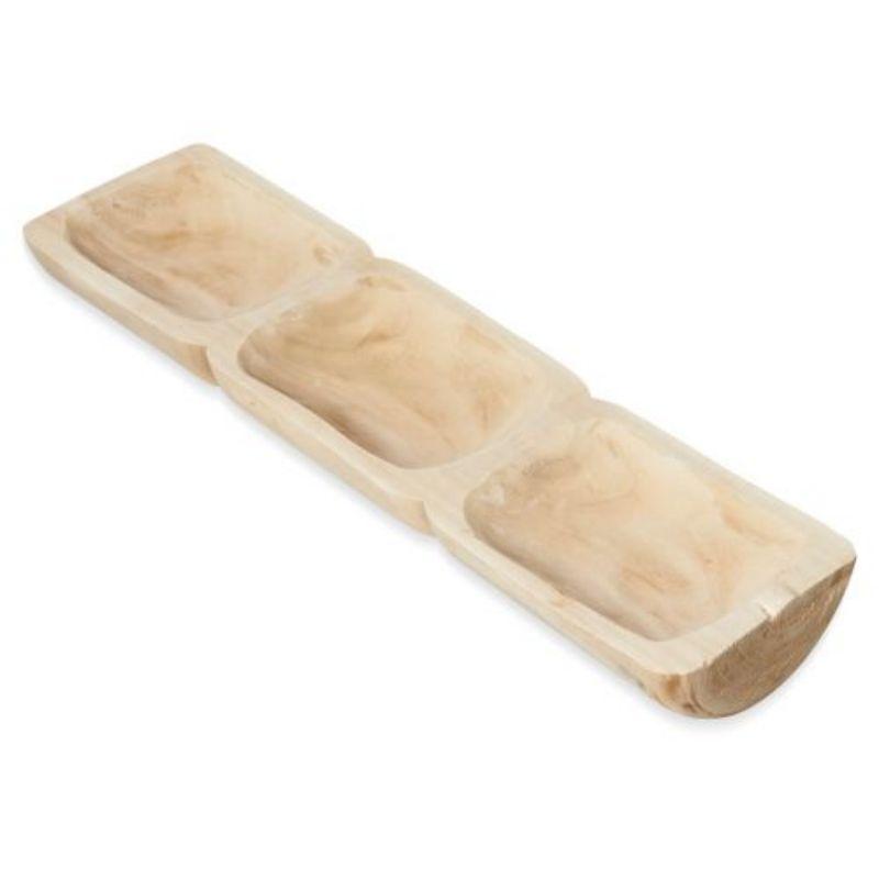 Batam Paulownia Wood 3 Part Bowl - Bleached - 75cm x 20cm