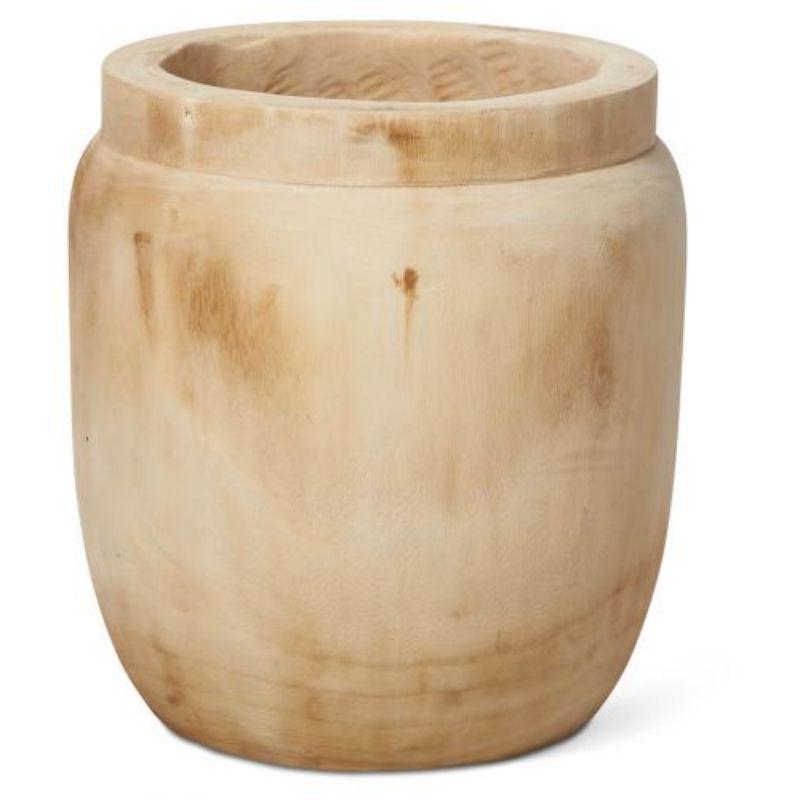 Decorative Paulownia Wood Drums - Bleached - 37cm x 35cm