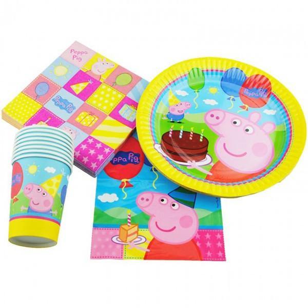 40 Piece Peppa Pig Party Pack - Cups - Plates - The Base Warehouse