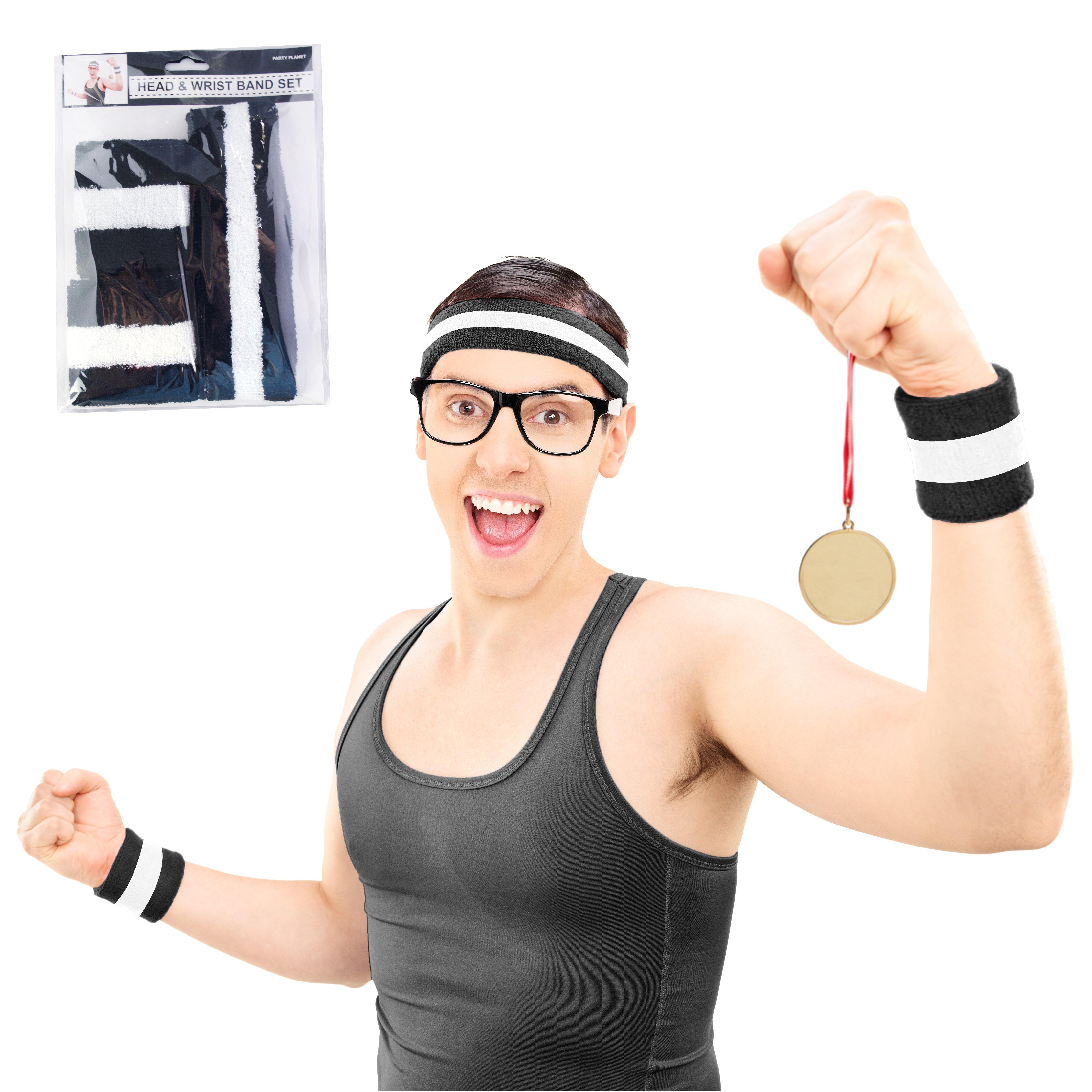 2 Piece Black Headband & Wristband Set - The Base Warehouse