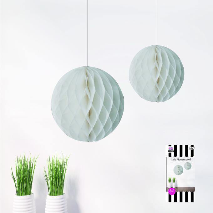 2 Pack White Honeycomb Decoration - 20cm - The Base Warehouse