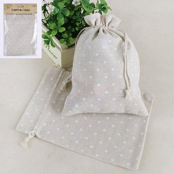 2 Pack Dotty Cotton Bag - 15cm x 20cm