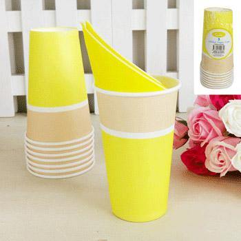 8 Pack Yellow Sorbet Milkshake Paper Cup - 500ml - The Base Warehouse