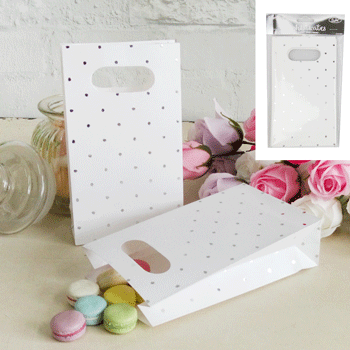 6 Pack Metallic Silver Dotty Party Bags