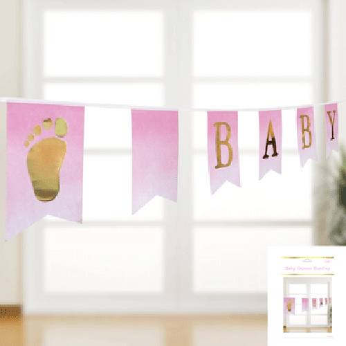 Pink & Gold Baby Shower Bunting - The Base Warehouse
