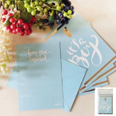 8 Pack Its a Boy Baby Shower Invitation Cards