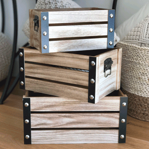 Faux Leather Crates - 31cm x 21cm x 16cm