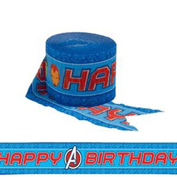 Avengers Happy Birthday Crepe Streamer - 4.7cm x 9m