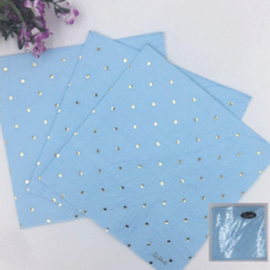 20 Pack Blue Napkins with Gold Dots - 33cm - The Base Warehouse
