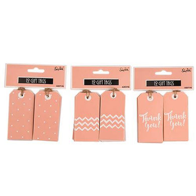 12 Pack Coral Gift Tags - The Base Warehouse