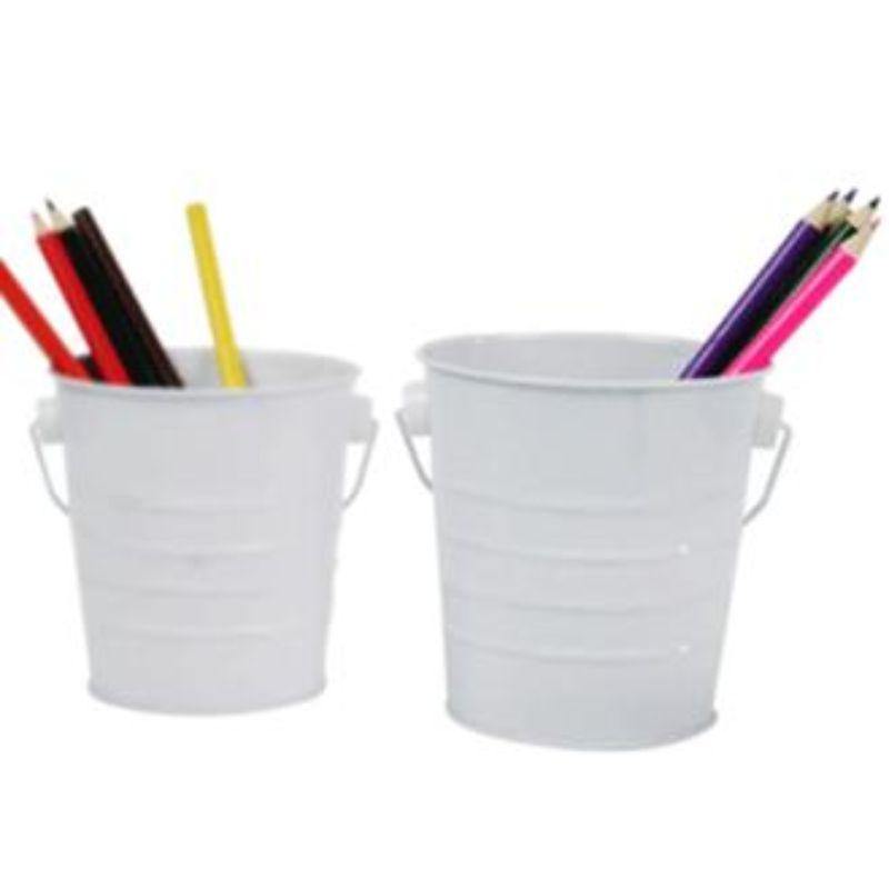 White Tin Bucket The Base Warehouse