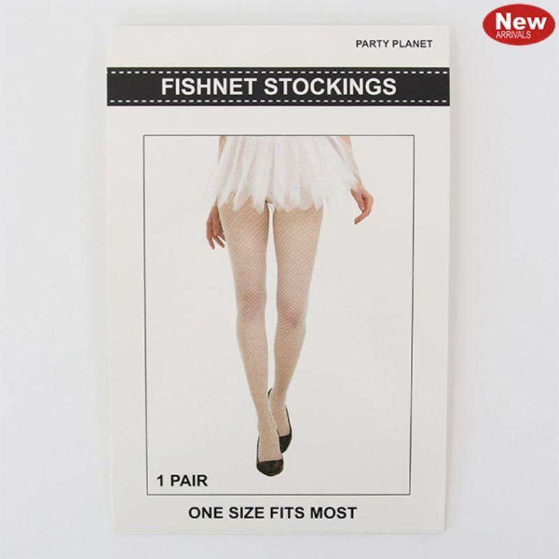 Womens White Fishnet Tights - The Base Warehouse