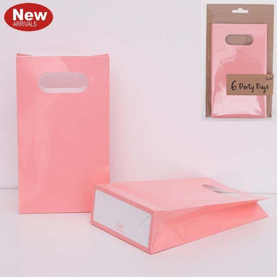 6 Pack Neon Coral Party Bags - The Base Warehouse