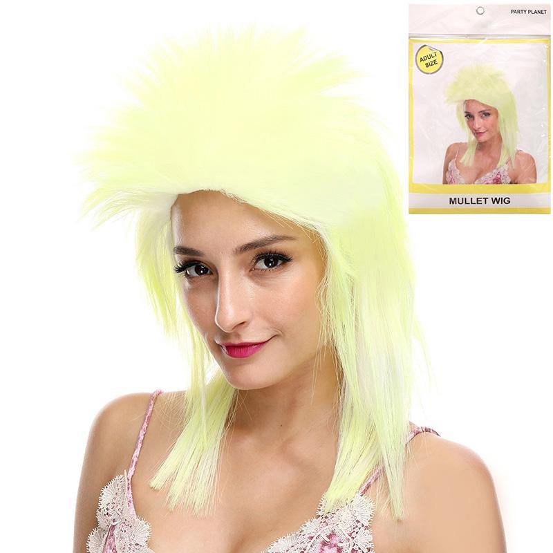 Womens Pastel Yellow Mullet Wig - The Base Warehouse