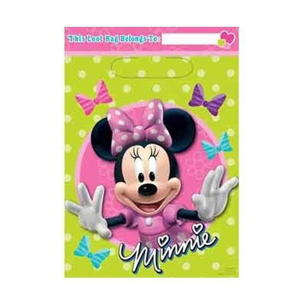 8 Pack Minnie Mouse Loot Bags - 16cm x 22cm - The Base Warehouse