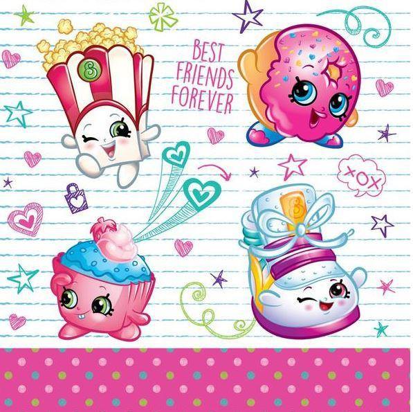 16 Pack Shopkins Luncheon Napkins - 33cm x 33cm - The Base Warehouse
