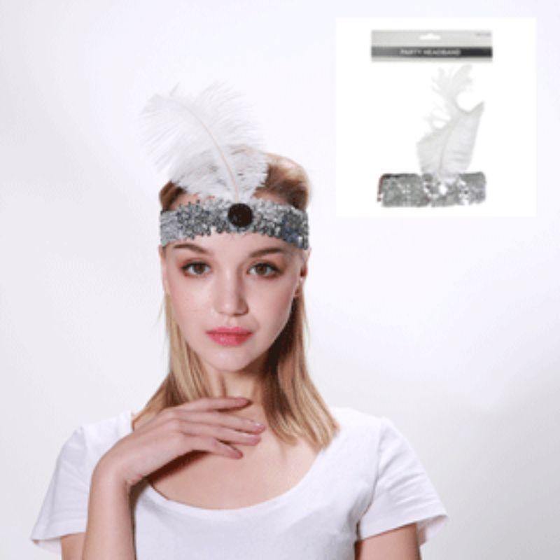 White Flapper Headband - The Base Warehouse