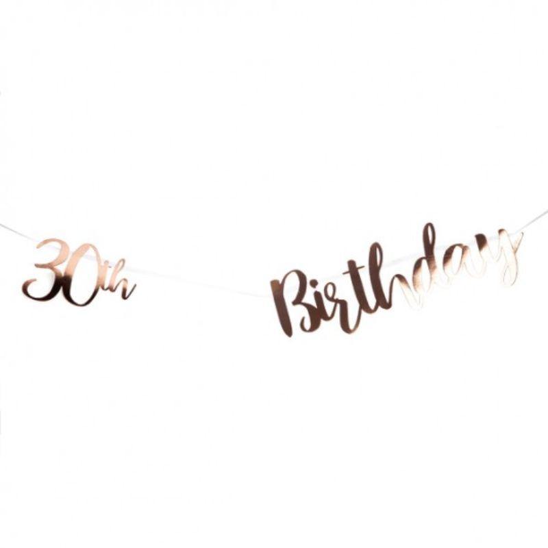 30th Birthday Rose Gold Bunting - 1.8m - The Base Warehouse
