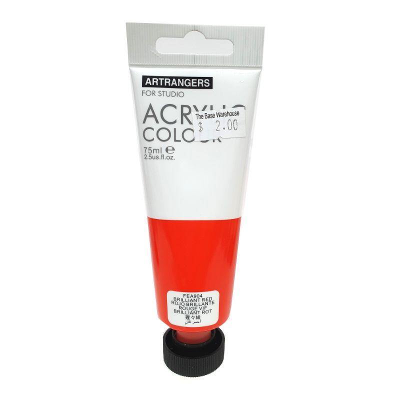 Art Ranger Brilliant Red Acrylic Paint - 75ml - The Base Warehouse