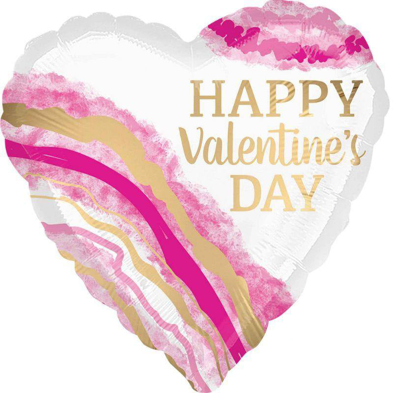 Jumbo Happy Valentines Day Watercolor Geode Foil Balloon - 71cm