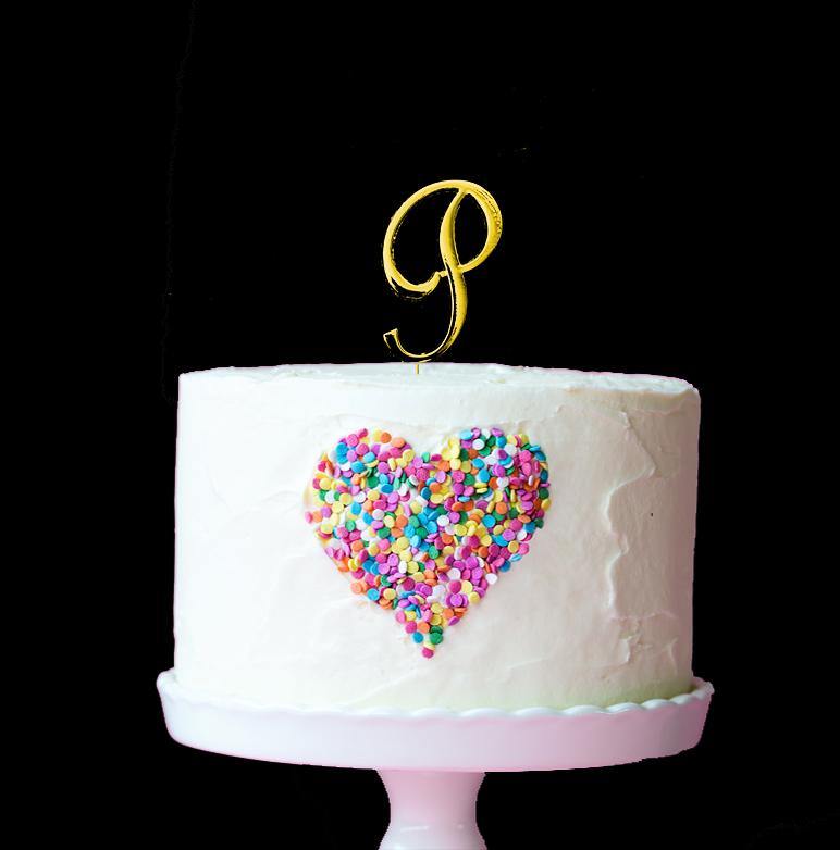 Letter P Gold Cake Topper - 7cm