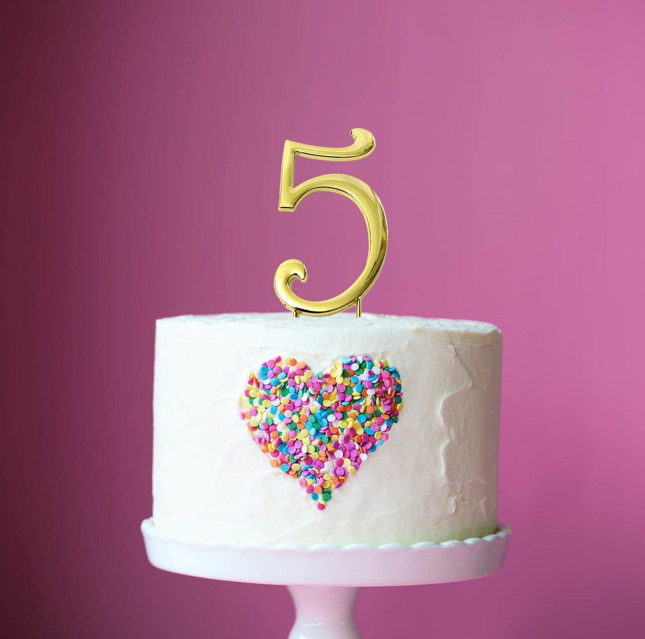 Letter 5 Cake Topper Gold - 7cm - The Base Warehouse