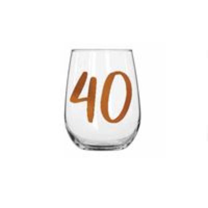 40th Rainbow Stemless WIne Glass - 600ml - The Base Warehouse