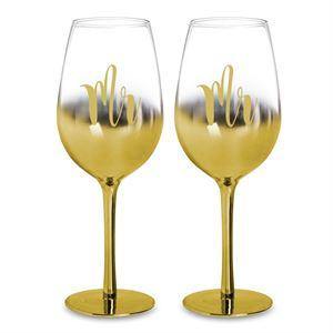 Mr & Mrs Gold Ombre Wine Set - The Base Warehouse