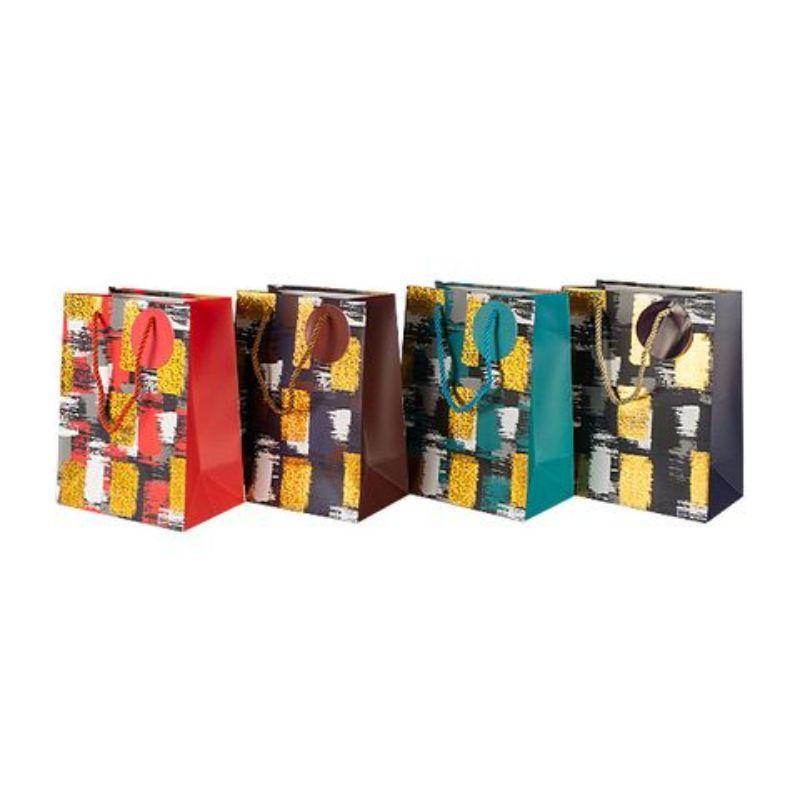 M Gold Paint Gift Bag - 18cm x 23cm x 10cm - The Base Warehouse