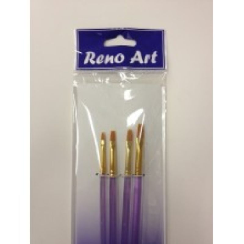 4 Pack Synthetic Flat Brush Set
