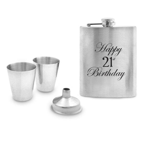 Hip Flask 21st Birthday Timber Box & Flask