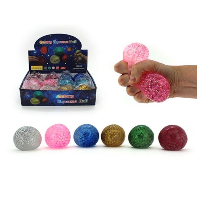 Galaxy Squeeze Ball with Orbs & Glitter - 70mm