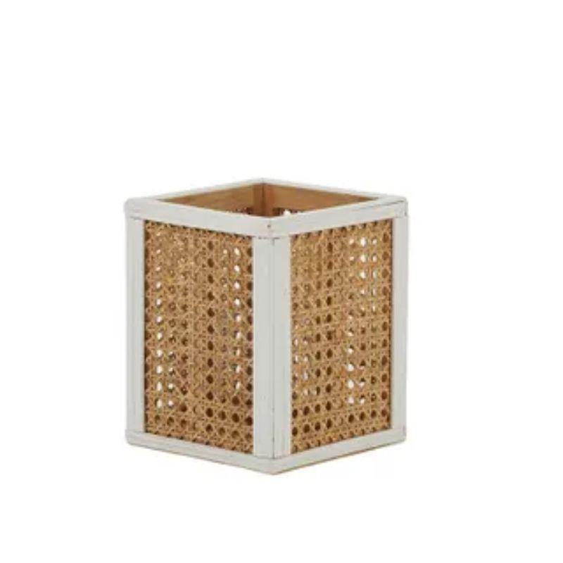 Natural/White Rumer Rattan Lantern - 16cm x 20cm - The Base Warehouse