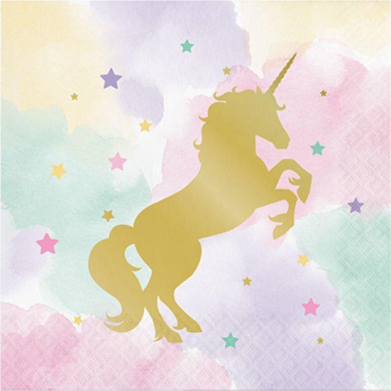 16 Pack Unicorn Sparkle Lunch Napkins - 32cm - The Base Warehouse