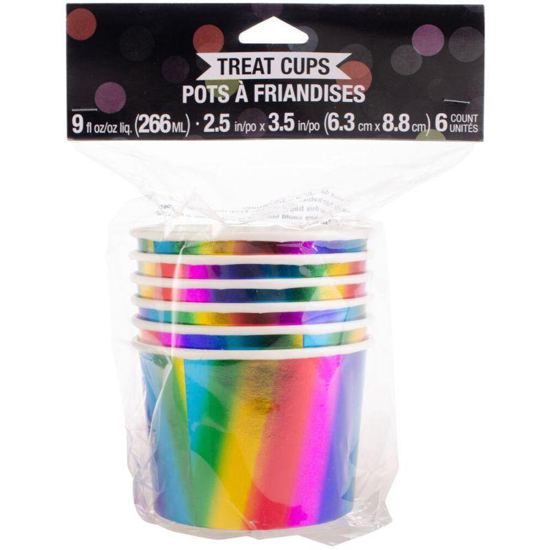 6 Pack Rainbow Foil Treat Cups - 266ml