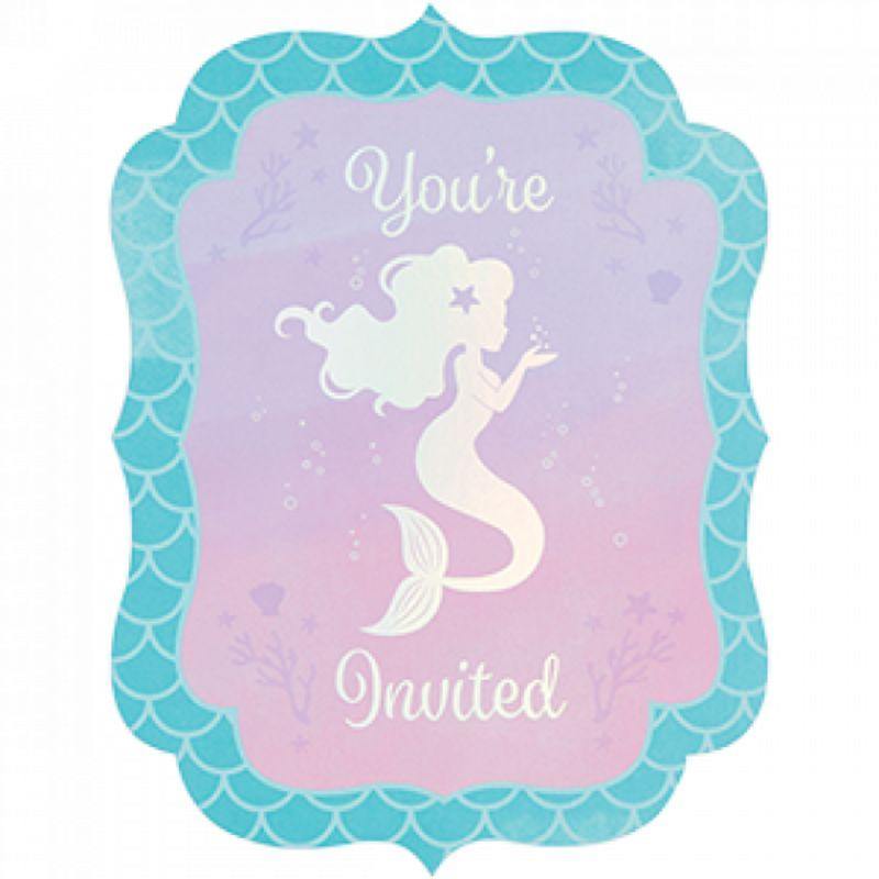 8 Pack Mermaid Shine Iridescent Invitations - 15cm x 114cm - The Base Warehouse