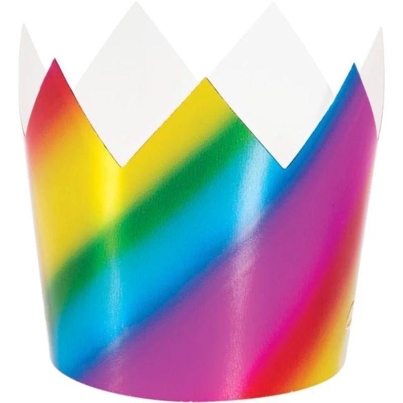 6 Pack Rainbow Foil Crowns - 8cm - The Base Warehouse