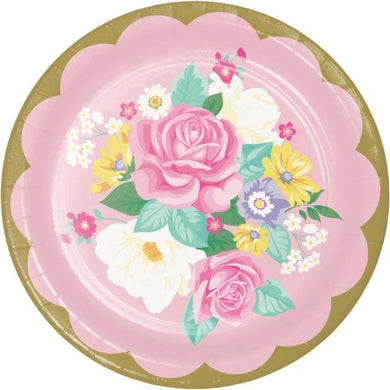 8 Pack Floral Tea Party Plates - 23cm - The Base Warehouse