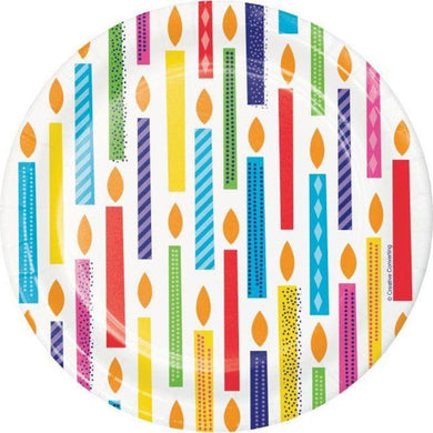 8 Pack Bright Birthday Paper Plates - 18cm - The Base Warehouse