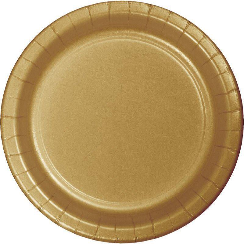 24 Pack Glittering Gold Dinner Paper Plates - 23cm