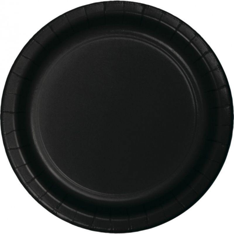 24 Pack Black Velvet Paper Lunch Plates - 18cm - The Base Warehouse