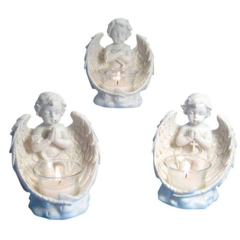 Kneeling Cherub Tealight Candle Holder - 13cm - The Base Warehouse