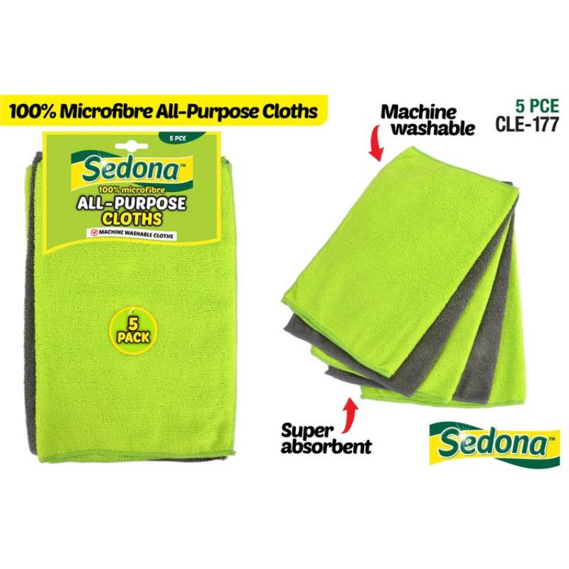 5 Pack Microfibre Cleaning Cloths - 30cm x 40cm