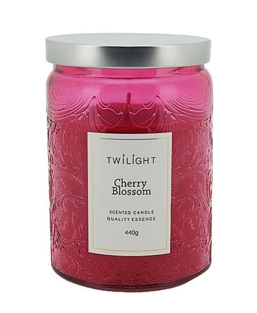 Twilight Cherry Blossom Candle with Pink Jar - 9cm x 13cm
