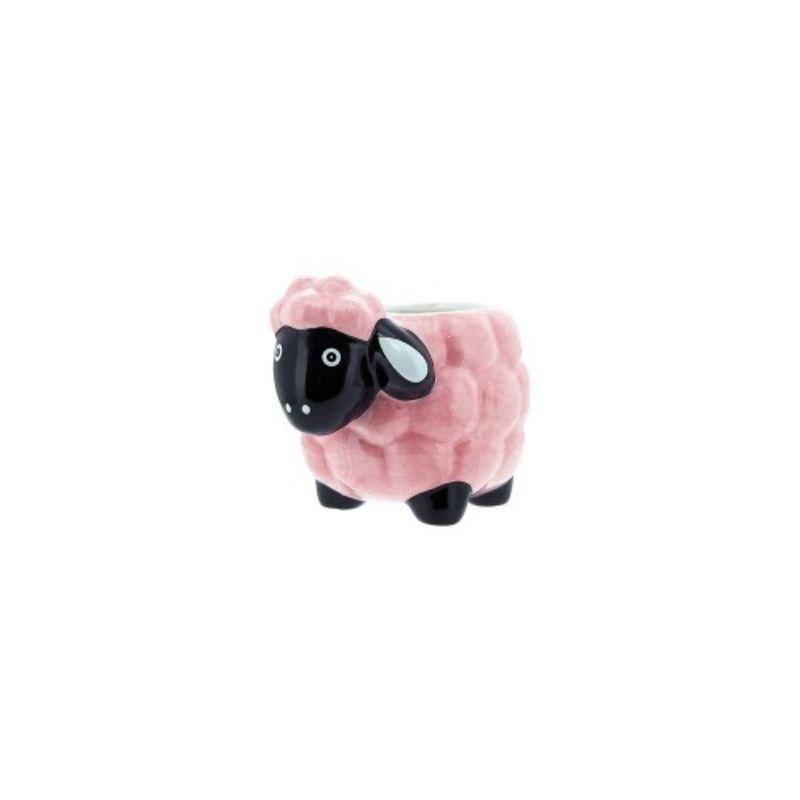 Pink/Black Sheep Pot - 14cm x 10.5cm x 10.3cm - The Base Warehouse