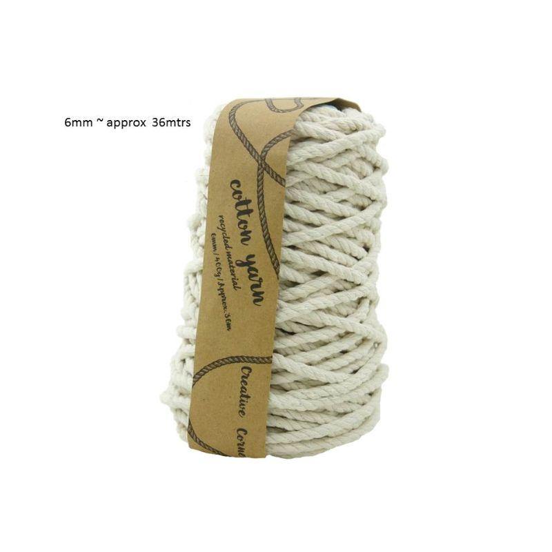 Macrame Natural Cotton Yarn 6mm x 36m - The Base Warehouse